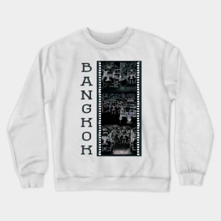 Bangkok - Tuk Tuks At Night - Abstract Triptych Illustration With Film Strip Framing Crewneck Sweatshirt